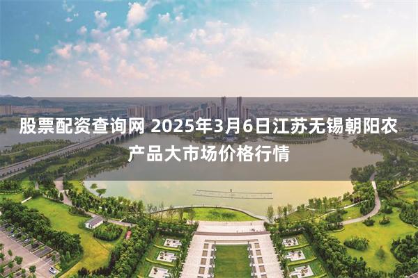 股票配资查询网 2025年3月6日江苏无锡朝阳农产品大市场价格行情