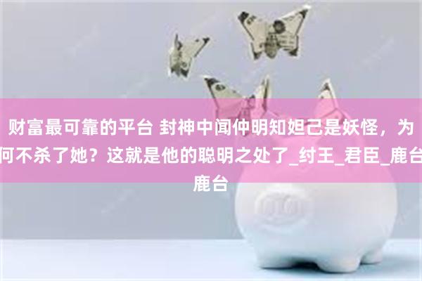 财富最可靠的平台 封神中闻仲明知妲己是妖怪，为何不杀了她？这就是他的聪明之处了_纣王_君臣_鹿台