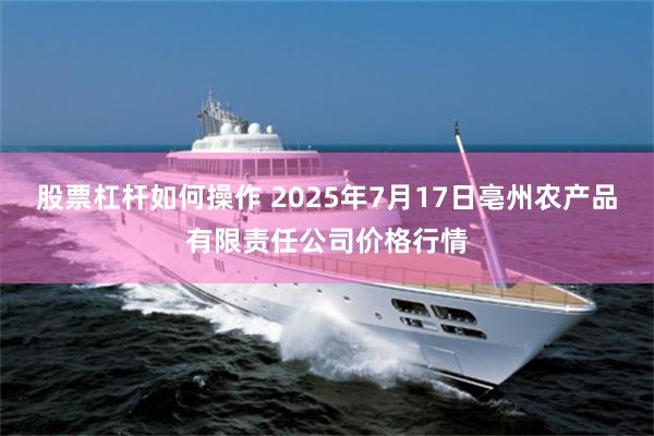 股票杠杆如何操作 2025年7月17日亳州农产品有限责任公司价格行情