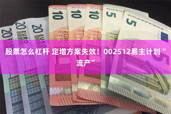 股票怎么杠杆 定增方案失效！002512易主计划“流产”