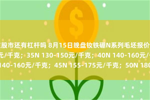 现在股市还有杠杆吗 8月15日晚盘钕铁硼N系列毛坯报价上调：30N 110-130元/千克；35N 130-150元/千克；40N 140-160元/千克；45N 155-175元/千克；50N 180-200元/千克